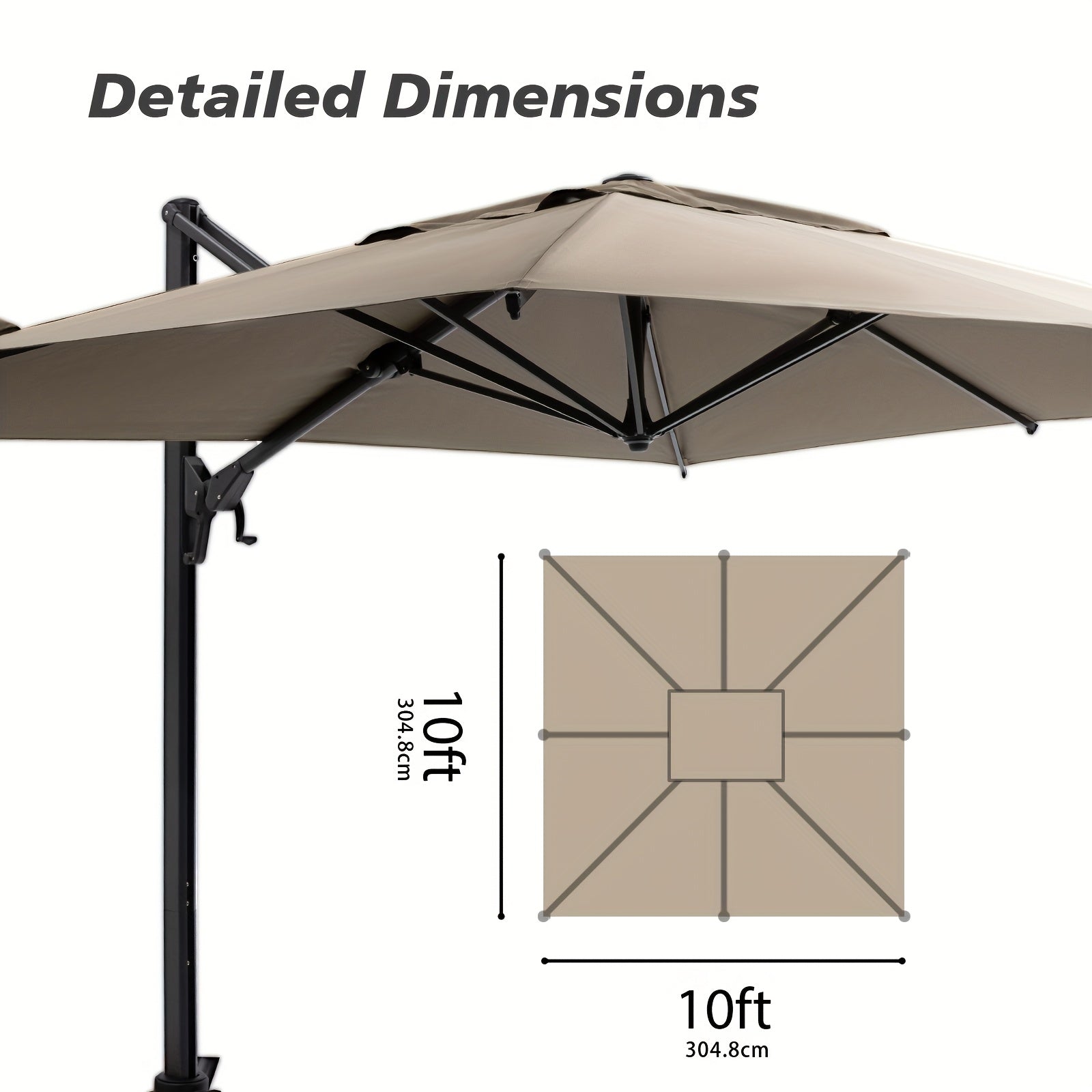 1pc Large 10ft Cantilever Patio Umbrella with & Heavy-Duty Windproof Frame - Double Top Outdoor Umbrella Suitable for Pool, Garden, Hotel - Manual Tilt & 360° Swivel, Modern (Grey\u002F\u002FTaupe\u002FTan)
