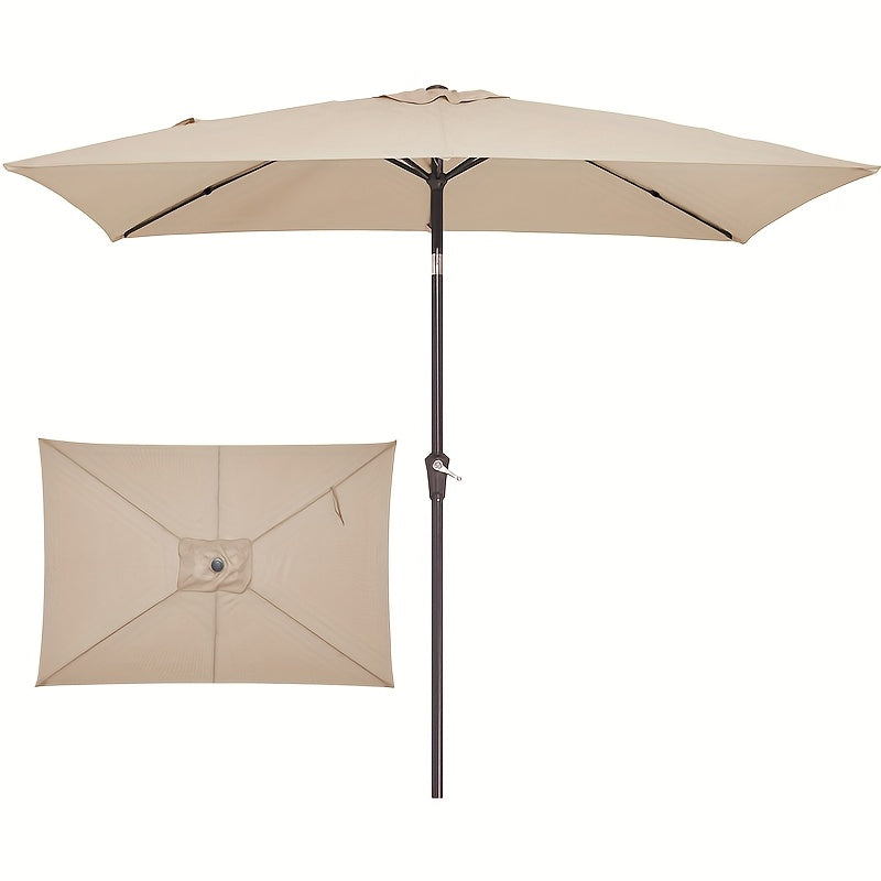 JEAREY 6.5ft X 10ft Large Rectangular Patio Umbrella, Large Outdoor Market Umbrella for Poolside, Garden Parties & Patio Dining, Features Easy Tilt & Smooth Crank Lift, 6 Sturdy Rust-Resistant Ribs, UV-Shield Protection