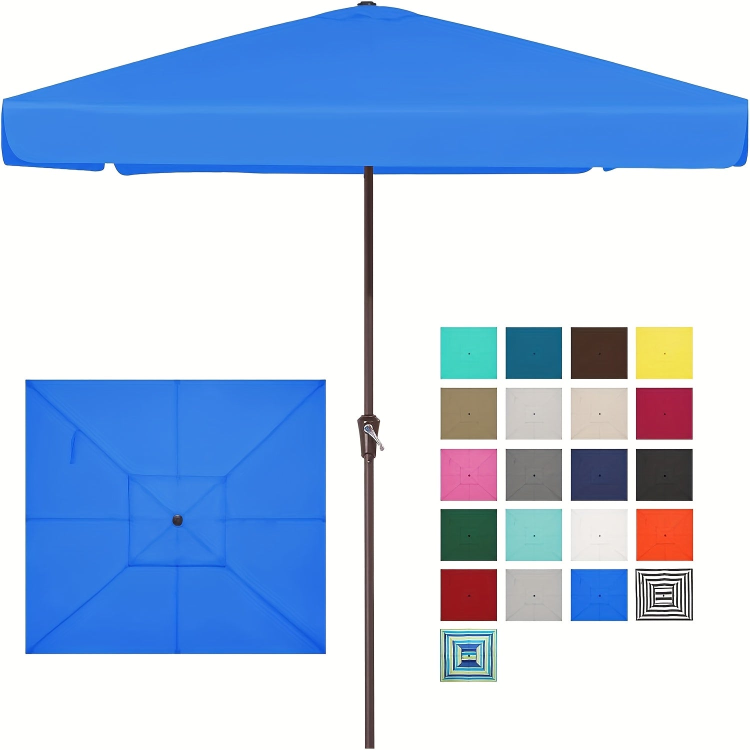 JEAREY 6.5ft X 10ft Large Rectangular Patio Umbrella, Large Outdoor Market Umbrella for Poolside, Garden Parties & Patio Dining, Features Easy Tilt & Smooth Crank Lift, 6 Sturdy Rust-Resistant Ribs, UV-Shield Protection