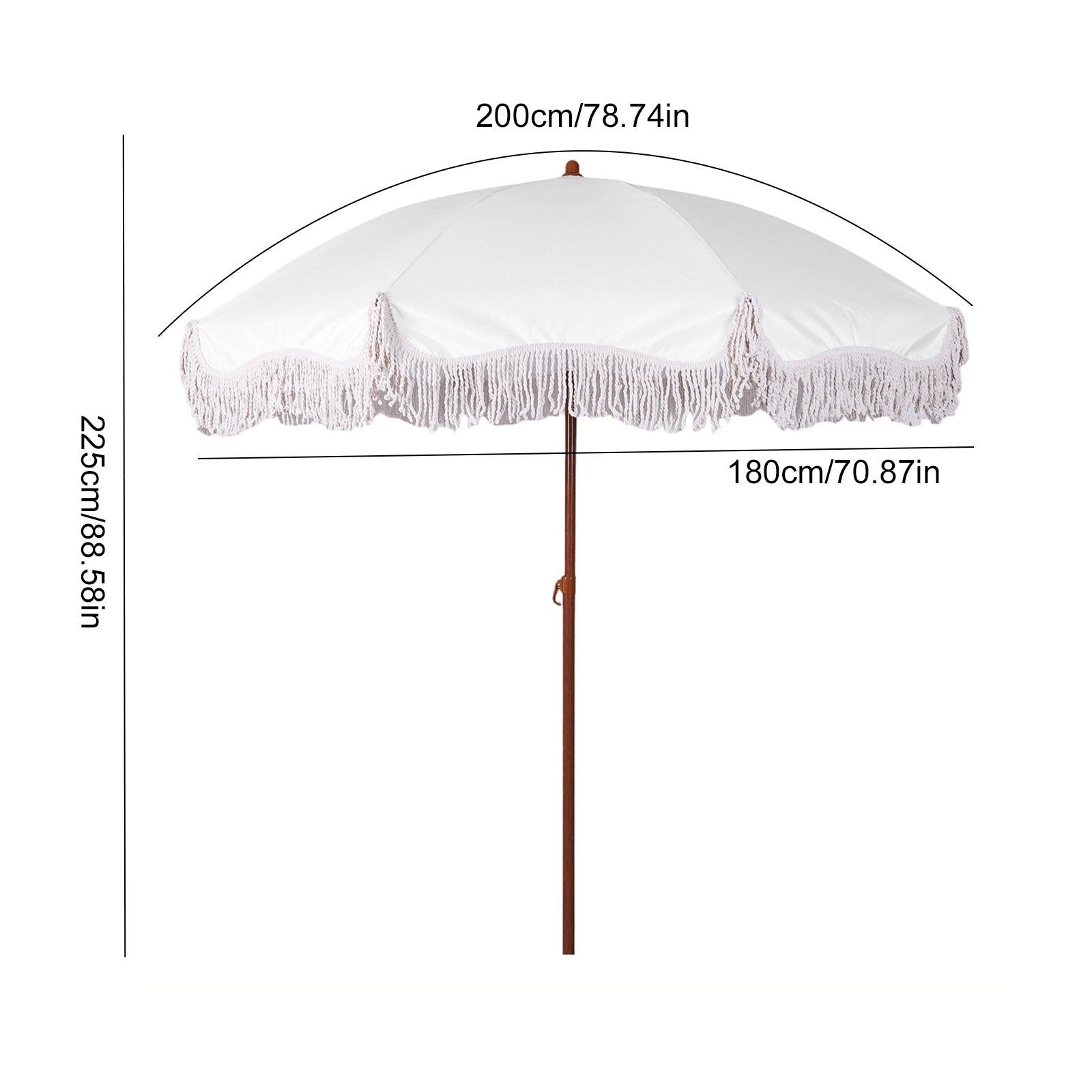 Portable Outdoor Umbrellas with Fringe UV Protection | Multi-Purpose Leisure Tassel Umbrella for Courtyard\u002FSwimming Pool\u002FBalcony, Steel Shaft and Ribs, Polyester Fabric